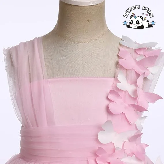 LEZONKIDS - Novo Vestido de Princesa de Tule Rosa para Meninas sem Mangas, Doce e Com Smocking para Bebês e Crianças de 2 a 14 Anos